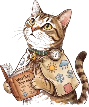 Weather Journal を手にした天気ねこ
